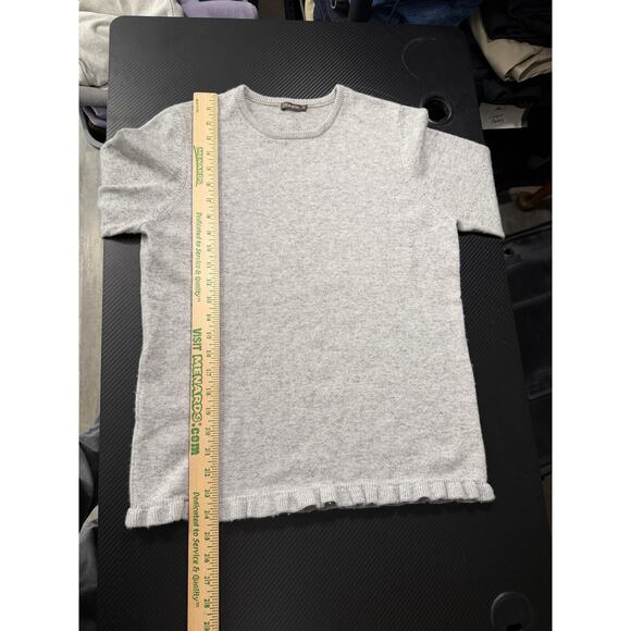 J. McLaughlin Cashmere Knit Sweater Grey Size Medium Ruffle Trim Capsule - Picture 6 of 9